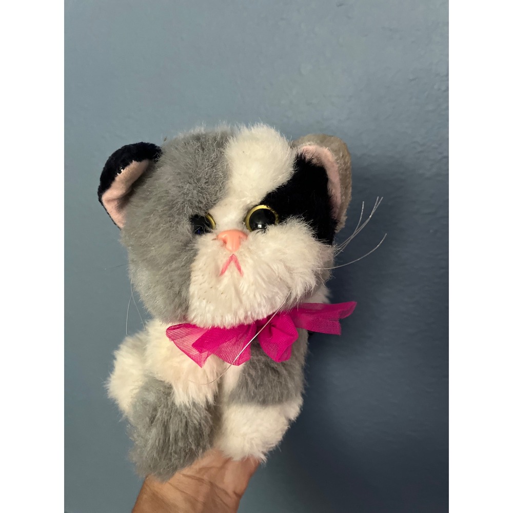 Tyco Kitty Kitty Baby Kittens 1995 Calico Plush Cat Pink Bow Stuffed Animal VTG